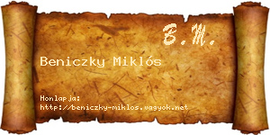Beniczky Miklós névjegykártya